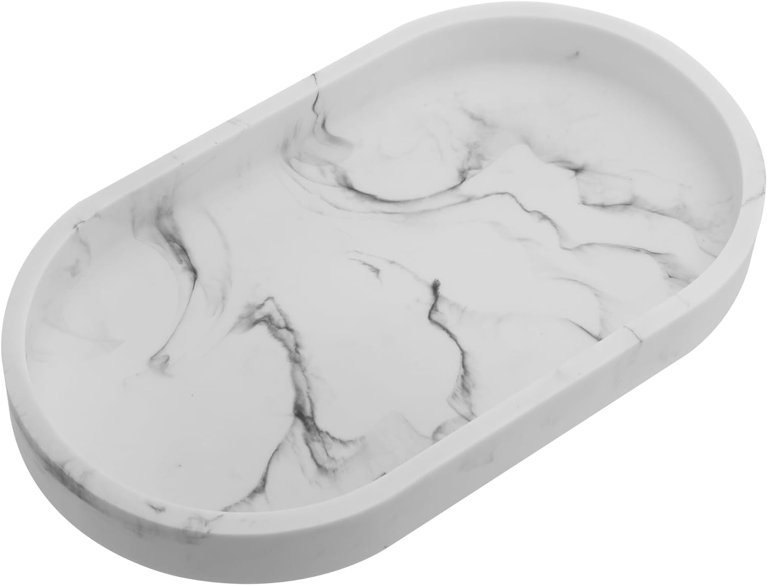 Navaris Διακοσμητικός Οβάλ Δίσκος από Πολυρητίνη - Design Marble - 22.5 x 12.5 x 2.7 cm - White - 55578.02.01