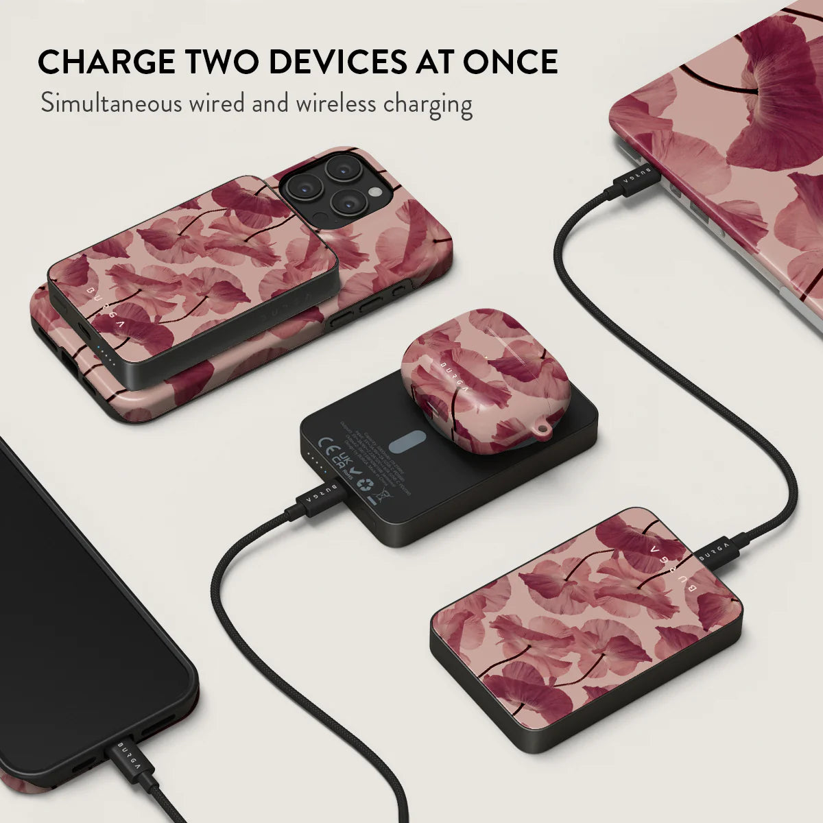 Burga Μαγνητικό Ασύρματο MagSafe PowerBank 5000mAh με Καλώδιο Type-C to Type-C - Gunmetal - Tender Kiss