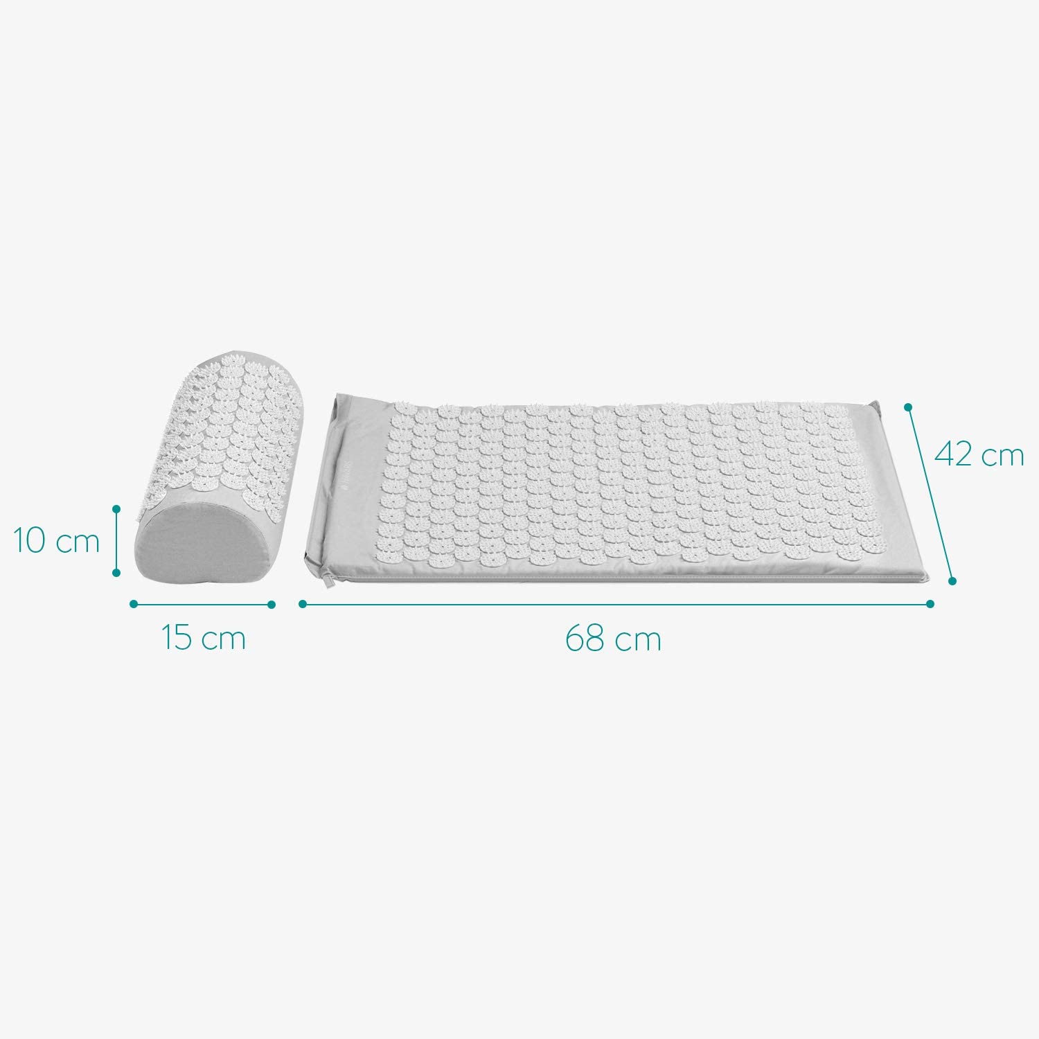 Navaris 2-in-1 Acupressure Mat and Pillow Set Σετ 2 σε 1 Χαλάκι και Μαξιλάρι Μασάζ - Grey / White - 43899.70