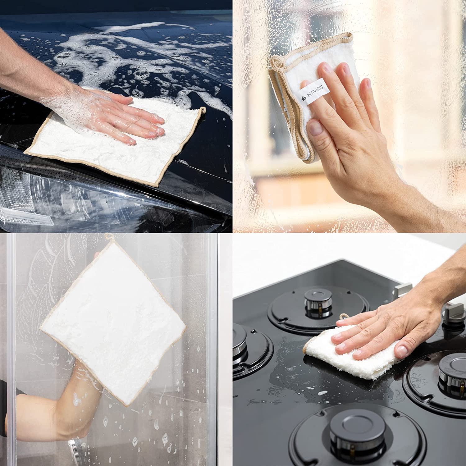 Navaris Σετ με 5 Πετσέτες Καθαρισμού από Μπαμπού - White - 51111.05