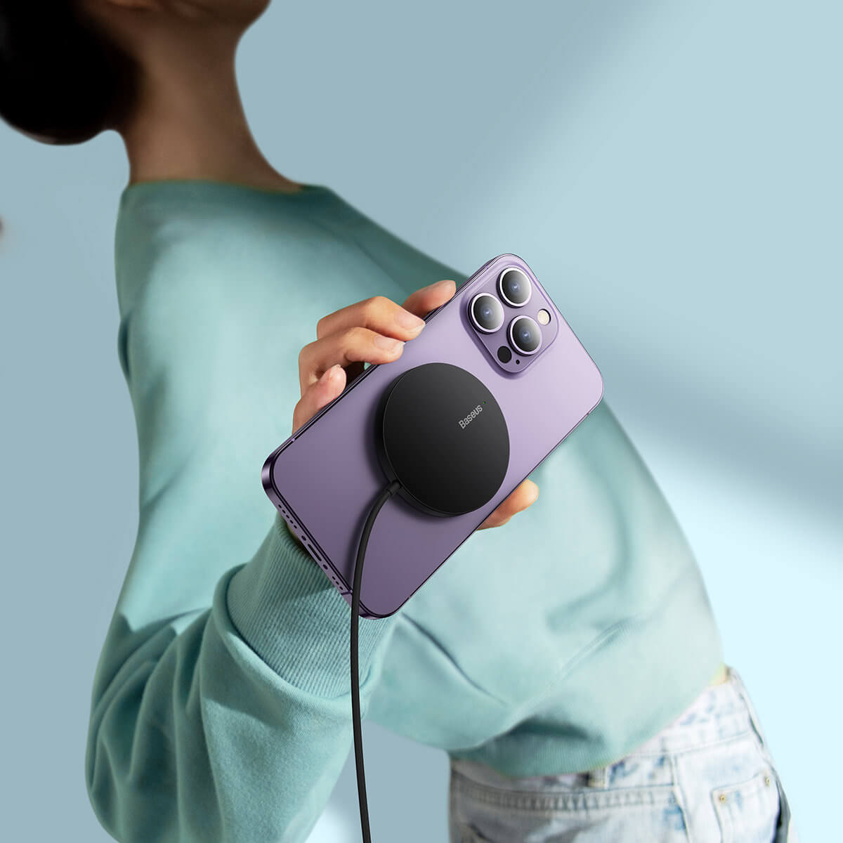 Baseus Simple Mini3 BS-W529 Ασύρματος Φορτιστής MagSafe με Καλώδιο Type-C 15W - Black - CCJJ040001