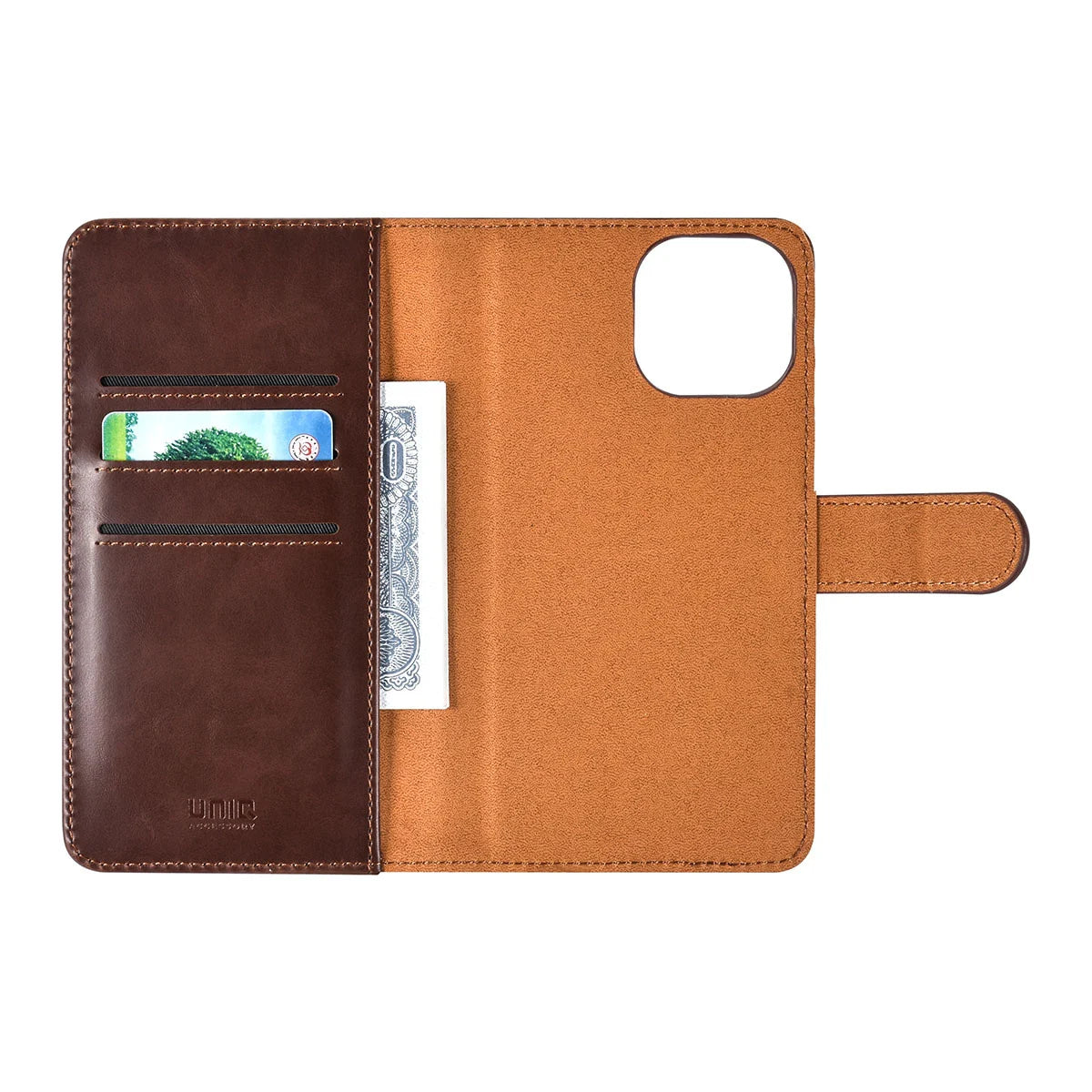 Tuniq iPhone 15 - 2 σε 1 - Θήκη Πορτοφόλι από Δερματίνη με Αποσπώμενη Θήκη - Καφέ