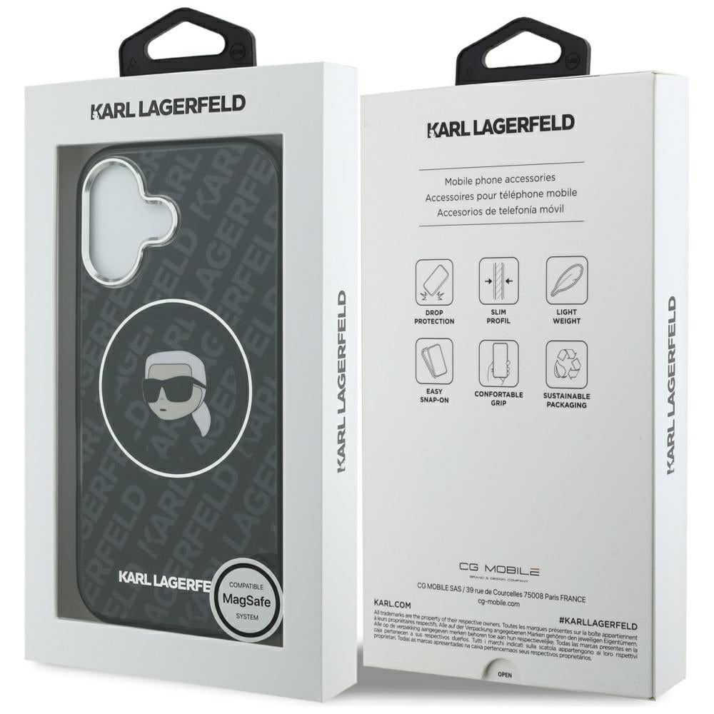 Karl Lagerfeld iPhone 17 - IML Karl Head Logo MagSafe - Σκληρή Θήκη με Πλαίσιο Σιλικόνης - Black - KLHMP17SHMKBKHOK