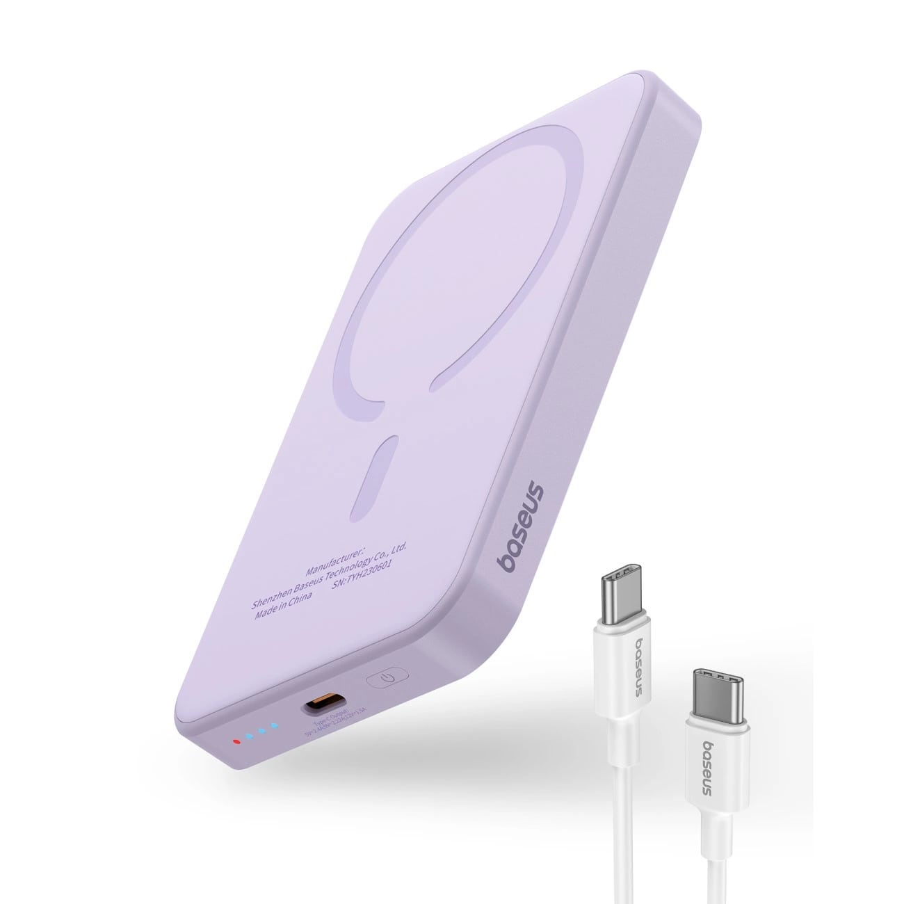 Baseus Magnetic Mini Ασύρματο MagSafe PowerBank 5000mAh 20W με Καλώδιο Type-C to Type-C - Purple - P10022107513-00