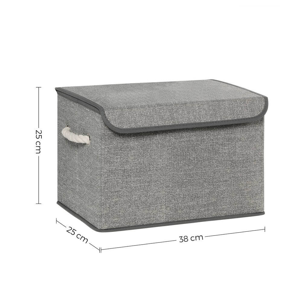 Songmics Σετ με 3 Υφασμάτινα Κουτιά Αποθήκευσης με Καπάκι και Χερούλια - Grey - RFB013G02