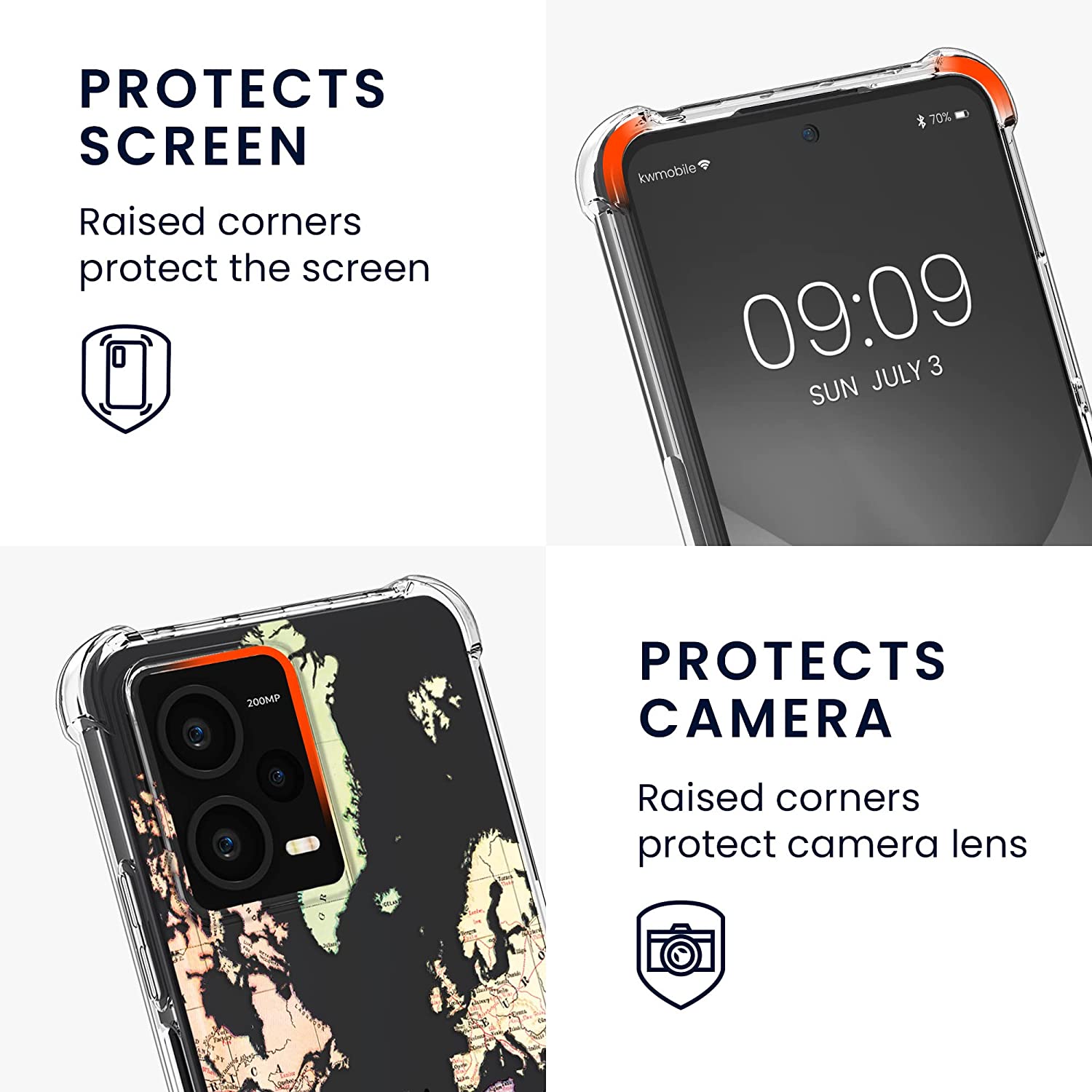 KW Xiaomi Redmi Note 12 Pro+ Θήκη Σιλικόνης TPU με Λουράκι - Design Travel - Black / Multicolor / Διάφανη - 60717.02