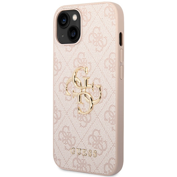 Guess iPhone 15 - 4G Big Metal Logo Θήκη με Επένδυση Συνθετικού Δέρματος - Pink - GUHCP15S4GMGPI