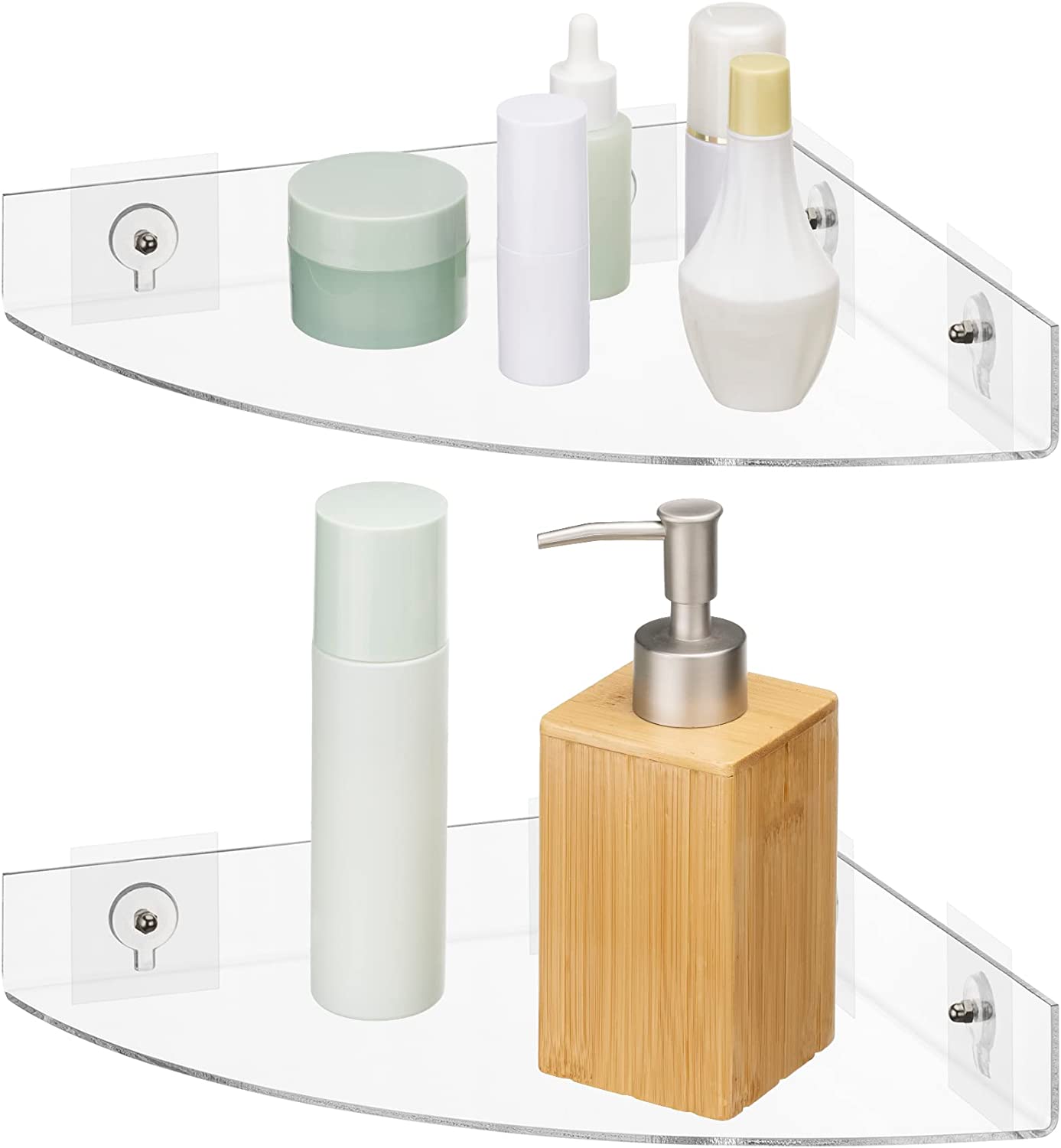 Navaris Σετ με 2 Ακρυλικά Γωνιακά Ράφια Ντουζιέρας με Αυτοκόλλητο - Διάφανα - 58853.01