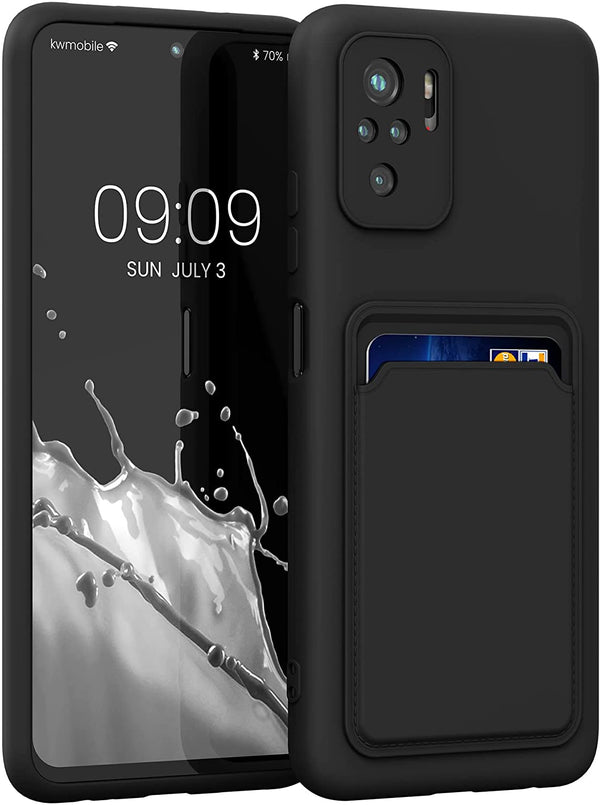 KW Xiaomi Redmi Note 10 / Note 10s / Poco M5s Θήκη Σιλικόνης TPU με Υποδοχή για Κάρτα - Black Matte - 56956.47