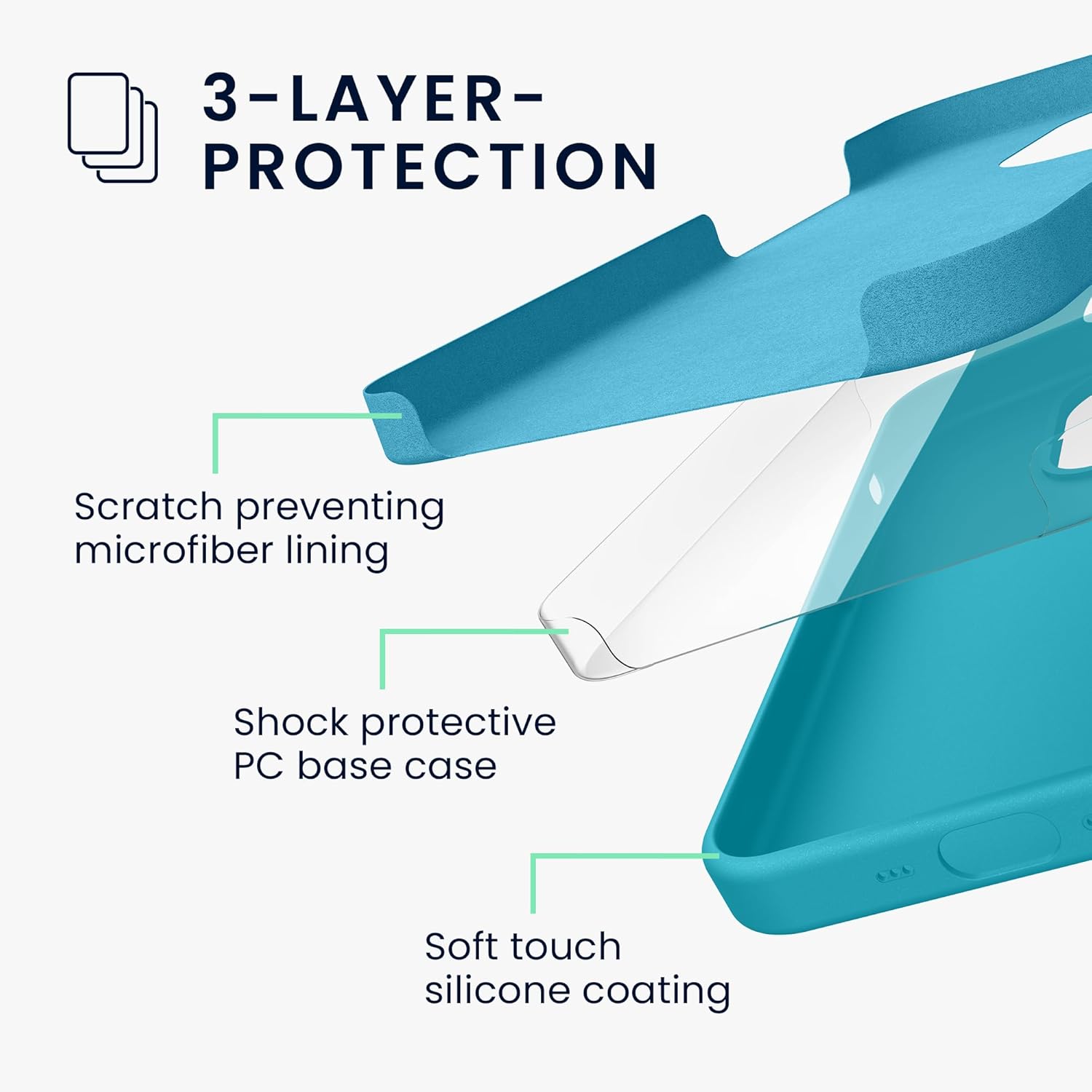 KW iPhone 16 Pro Max Θήκη Σιλικόνης Rubberized TPU - Cool Glacier