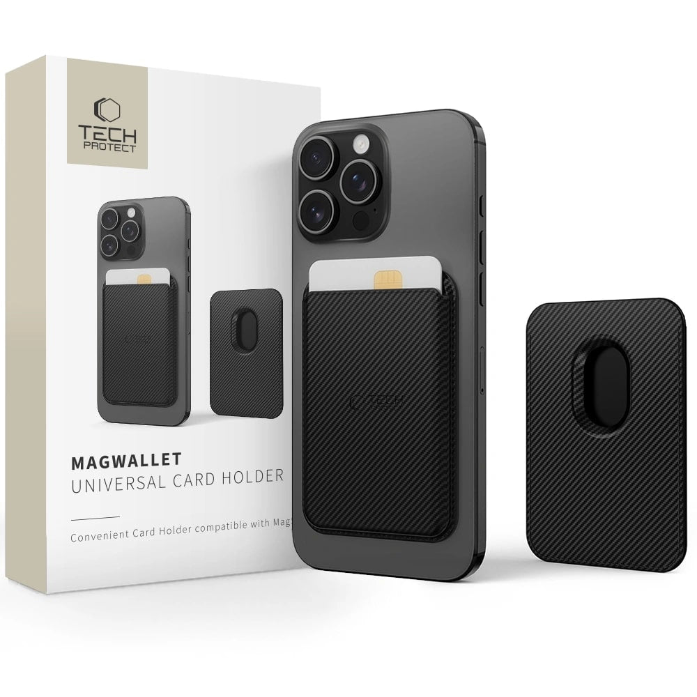 Tech-Protect MagWallet MagSafe Universal Magnetic Card Holder Μαγνητική Θήκη Καρτών - Carbon Black