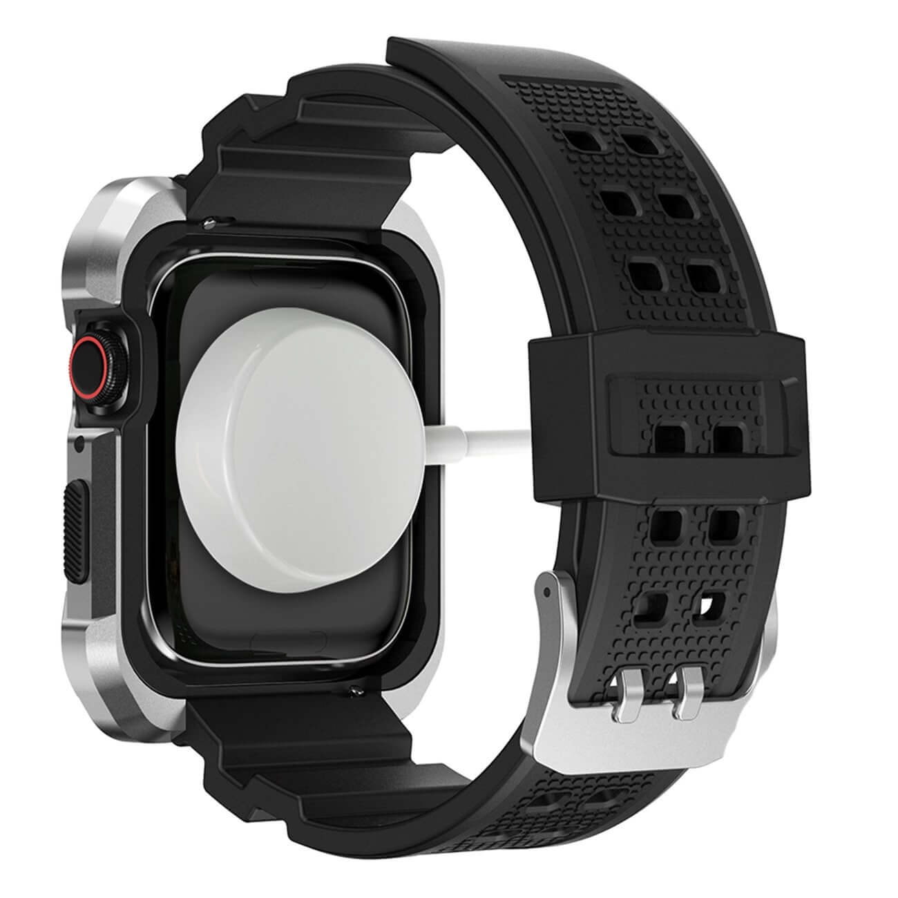 Kingxbar CYF134 2in1 Λουράκι Apple Watch 4 / 5 / 6 / SE / SE 2 - 44 mm Armored Θήκη Προστασίας με - Silver