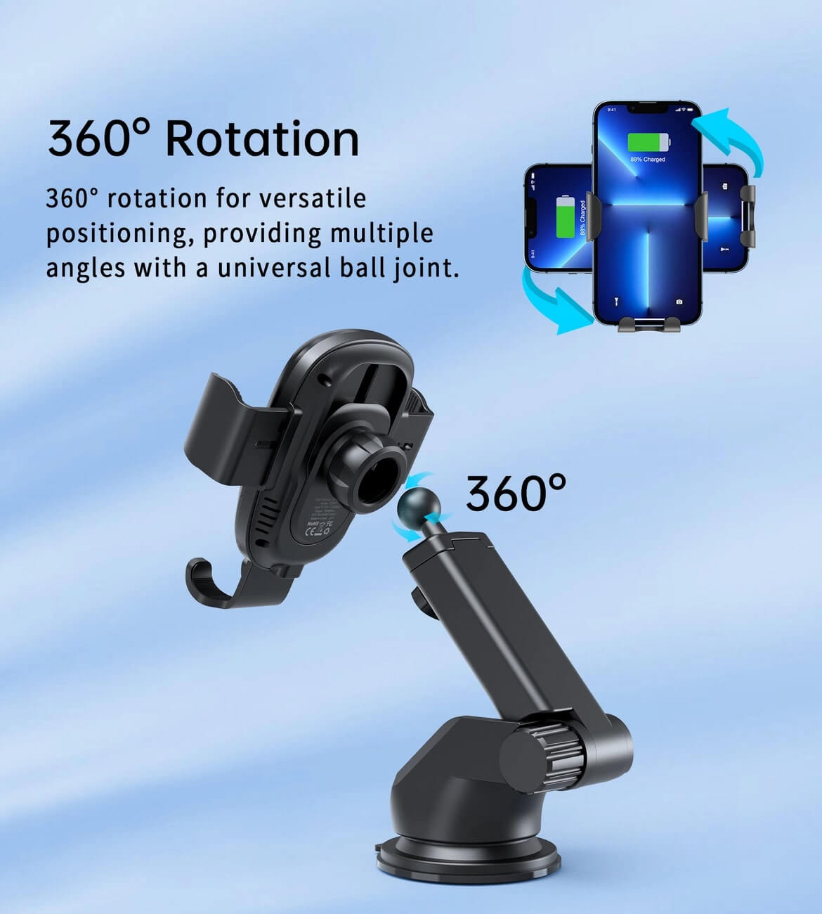 Choetech T203-F Βάση Αυτοκινήτου για το Ταμπλό με Ασύρματη Φόρτιση 15W - Black