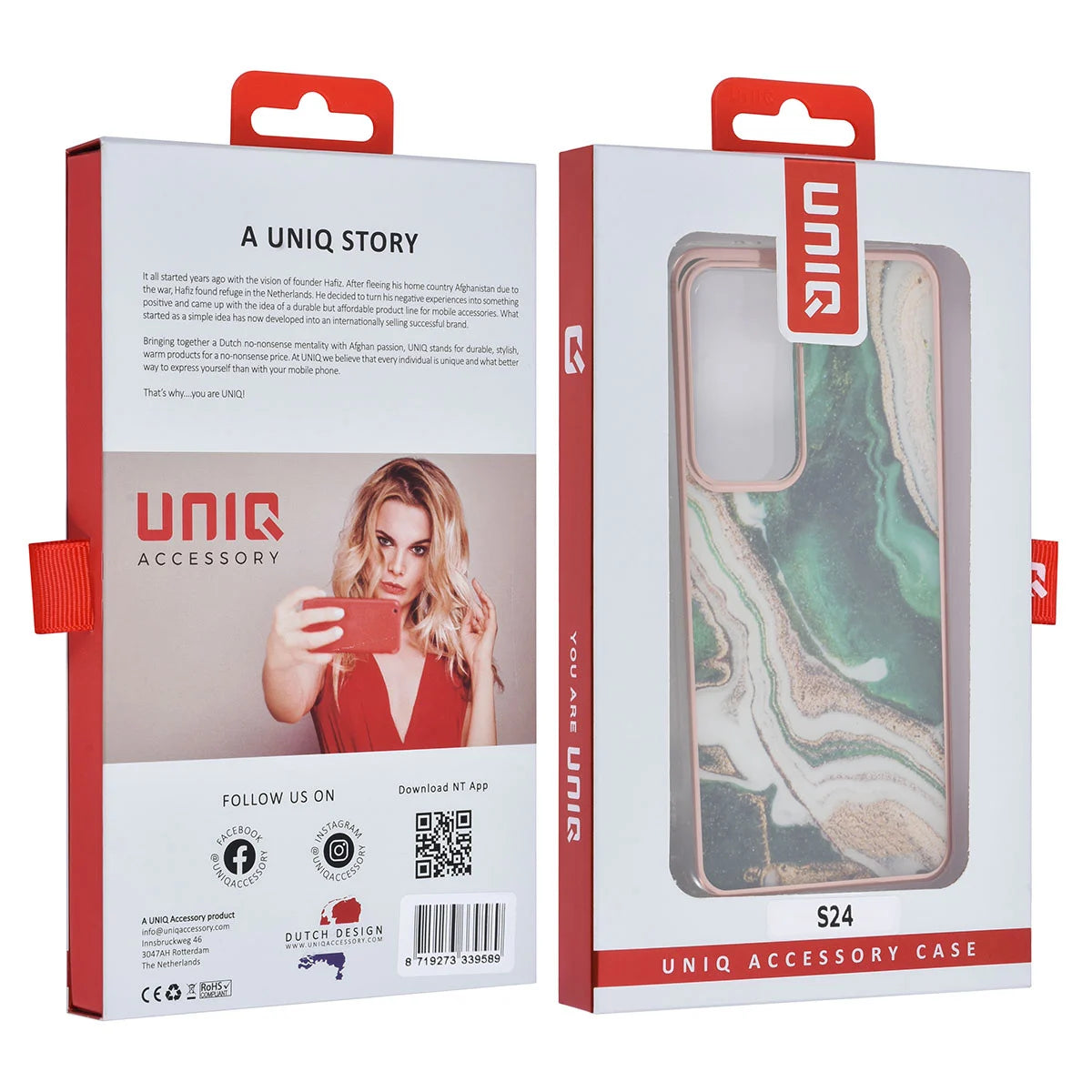 Tuniq Samsung Galaxy S24 - Σκληρή Θήκη με Πλαίσιο Σιλικόνης - Σχέδιο Μάρμαρο - Πράσινη