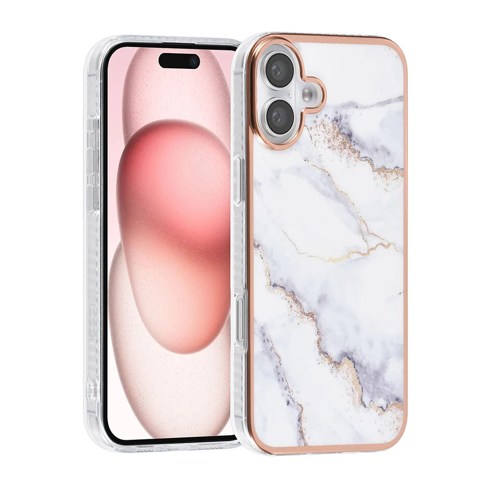 Tuniq iPhone 16 Plus Silicone Θήκη Σιλικόνης - Marble / White