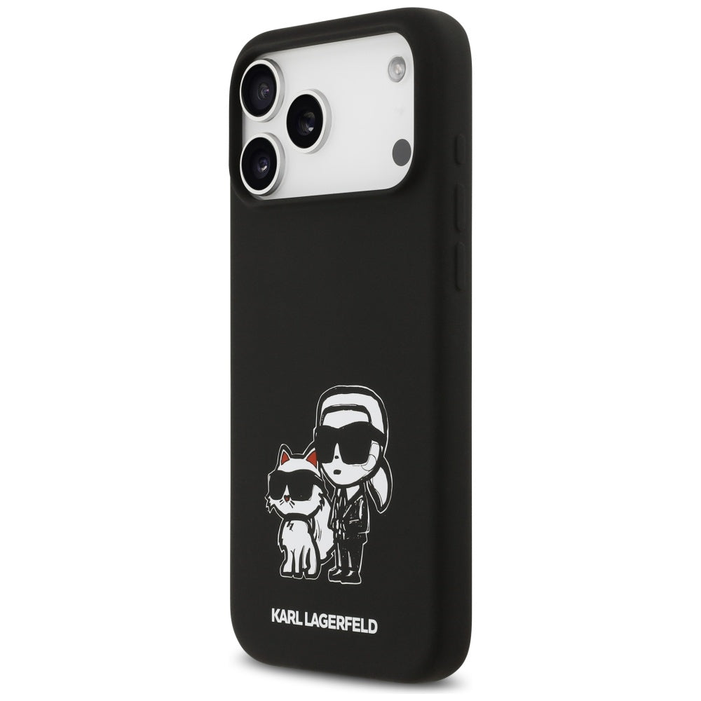 Karl Lagerfeld iPhone 17 Pro Max - Silicone K/C Sketch and Logo MagSafe - Σκληρή Θήκη με Πλαίσιο Σιλικόνης - Black - KLHMP17XSKCGRGOK