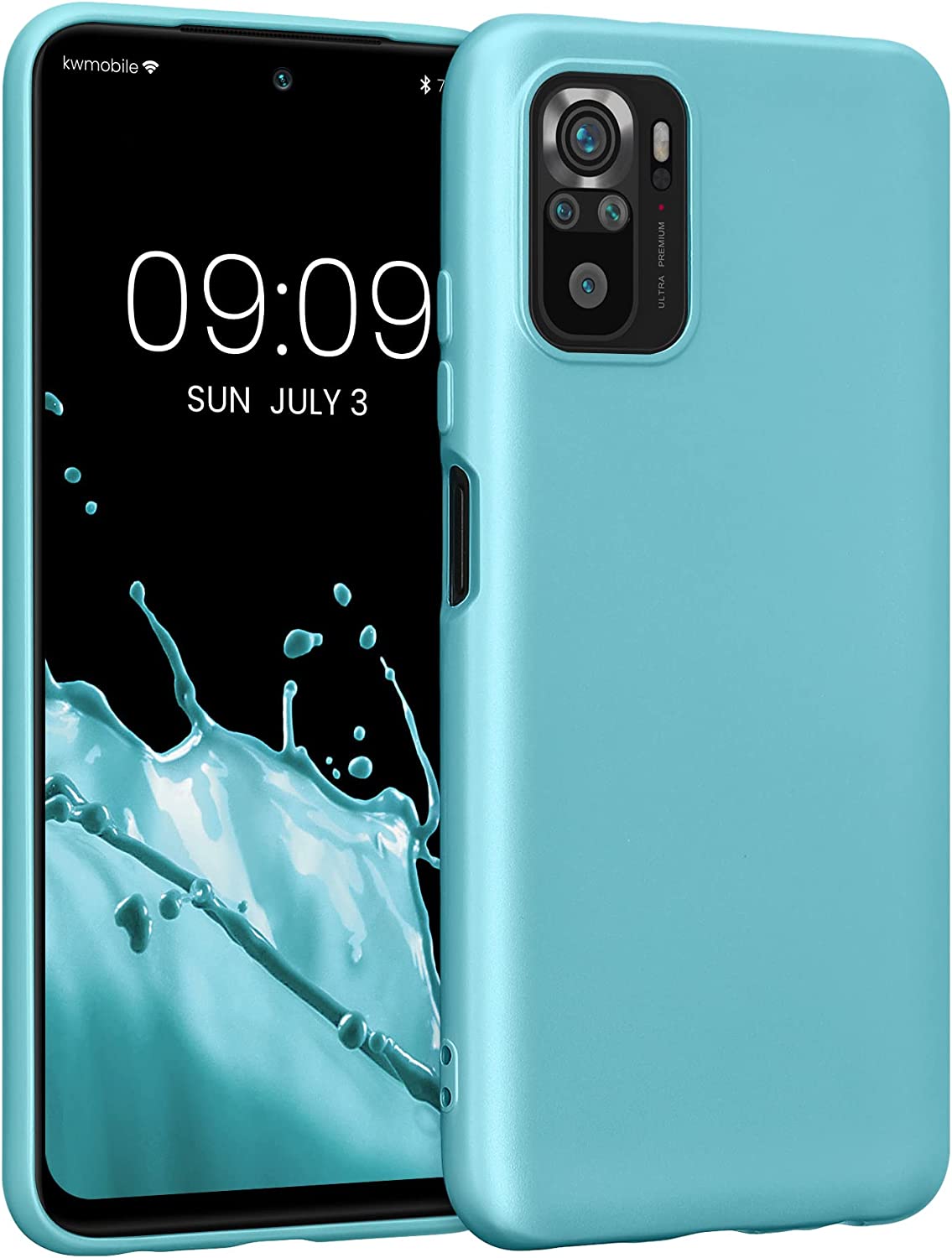 KW Xiaomi Redmi Note 10 / Note 10s / Poco M5s Θήκη Σιλικόνης TPU - Metallic Mint Green - 57280.231