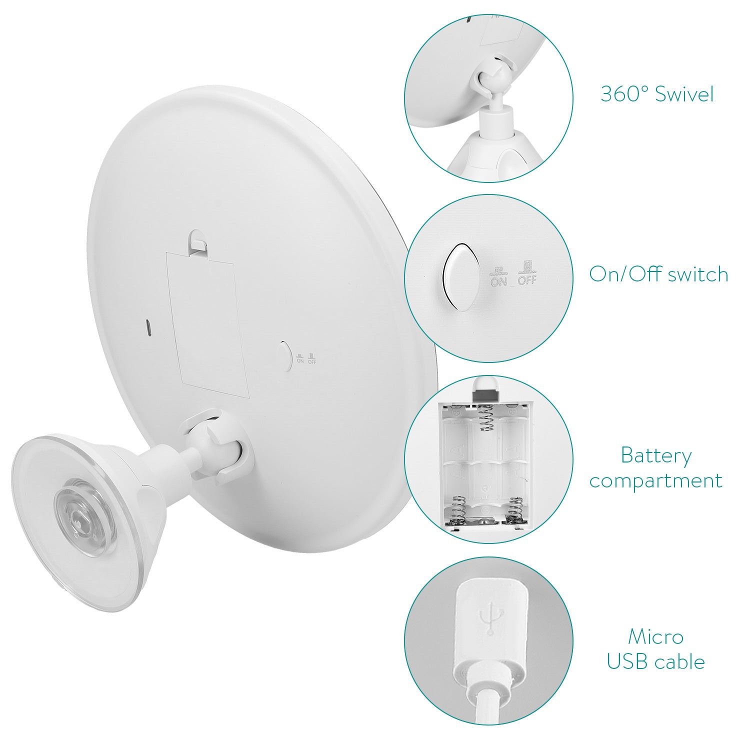 Navaris LED Μεγεθυντικός 5x Καθρέφτης Μακιγιάζ - White - 47554.02