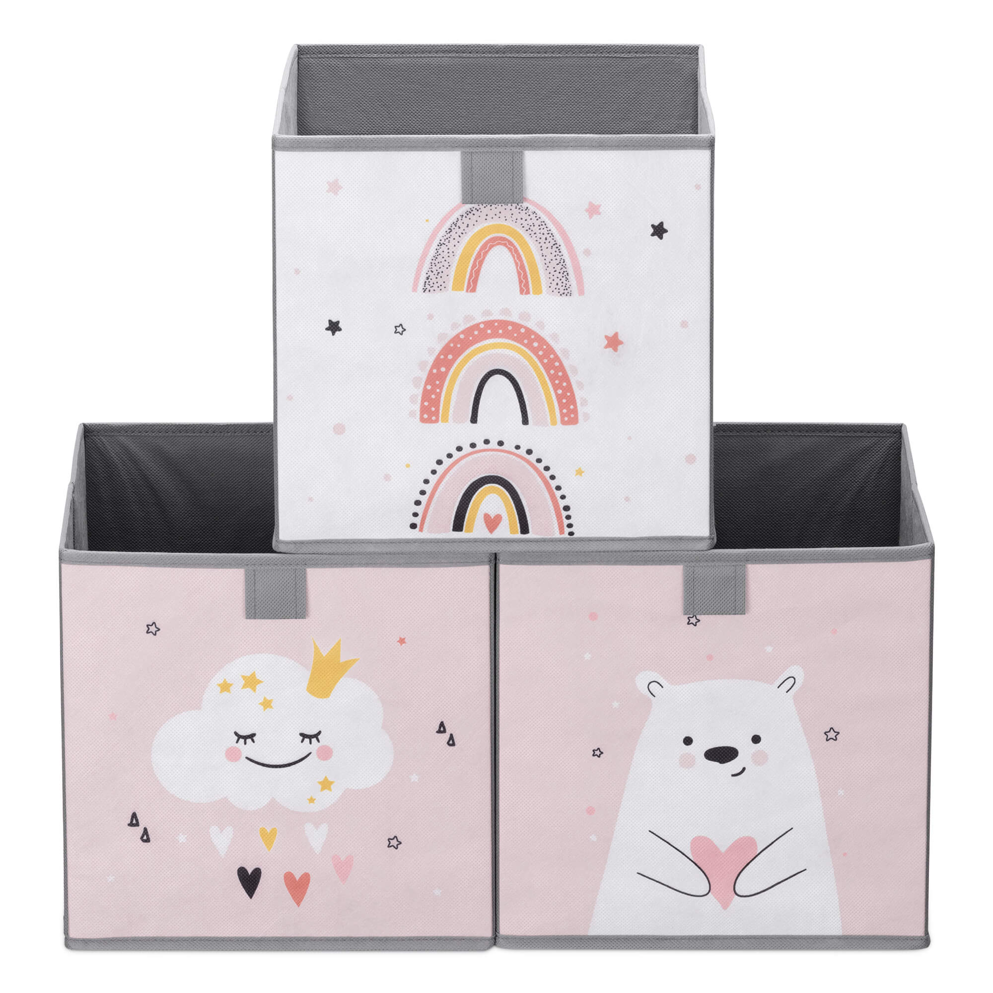 Navaris Σετ με 3 Παιδικά Κουτιά Αποθήκευσης Παιχνιδιών - Light Pink - 54097.02