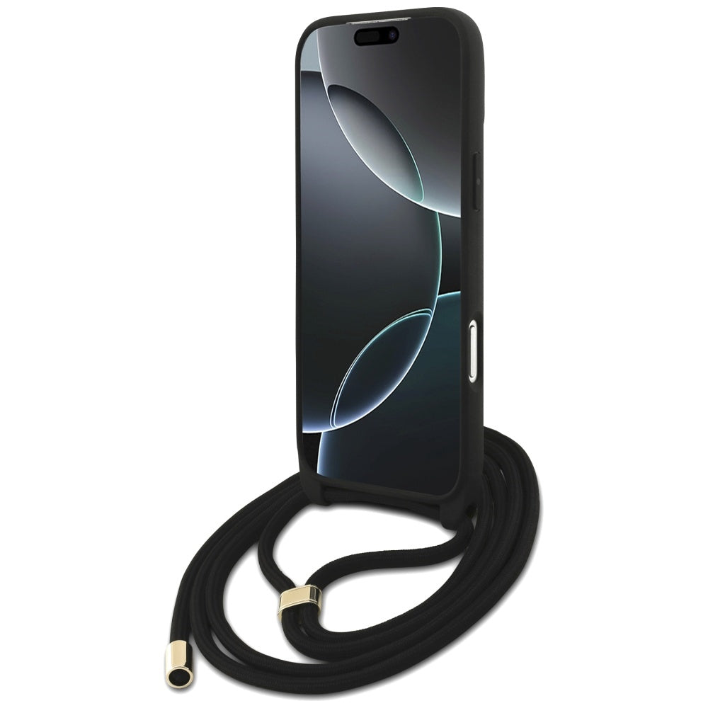 Guess iPhone 17 Pro Max - 4G Big Logo Cord Stap Crossbody - Θήκη με Επένδυση Συνθετικού Δέρματος και Λουράκι - Brown - GUHCP17XP4GMGCRW