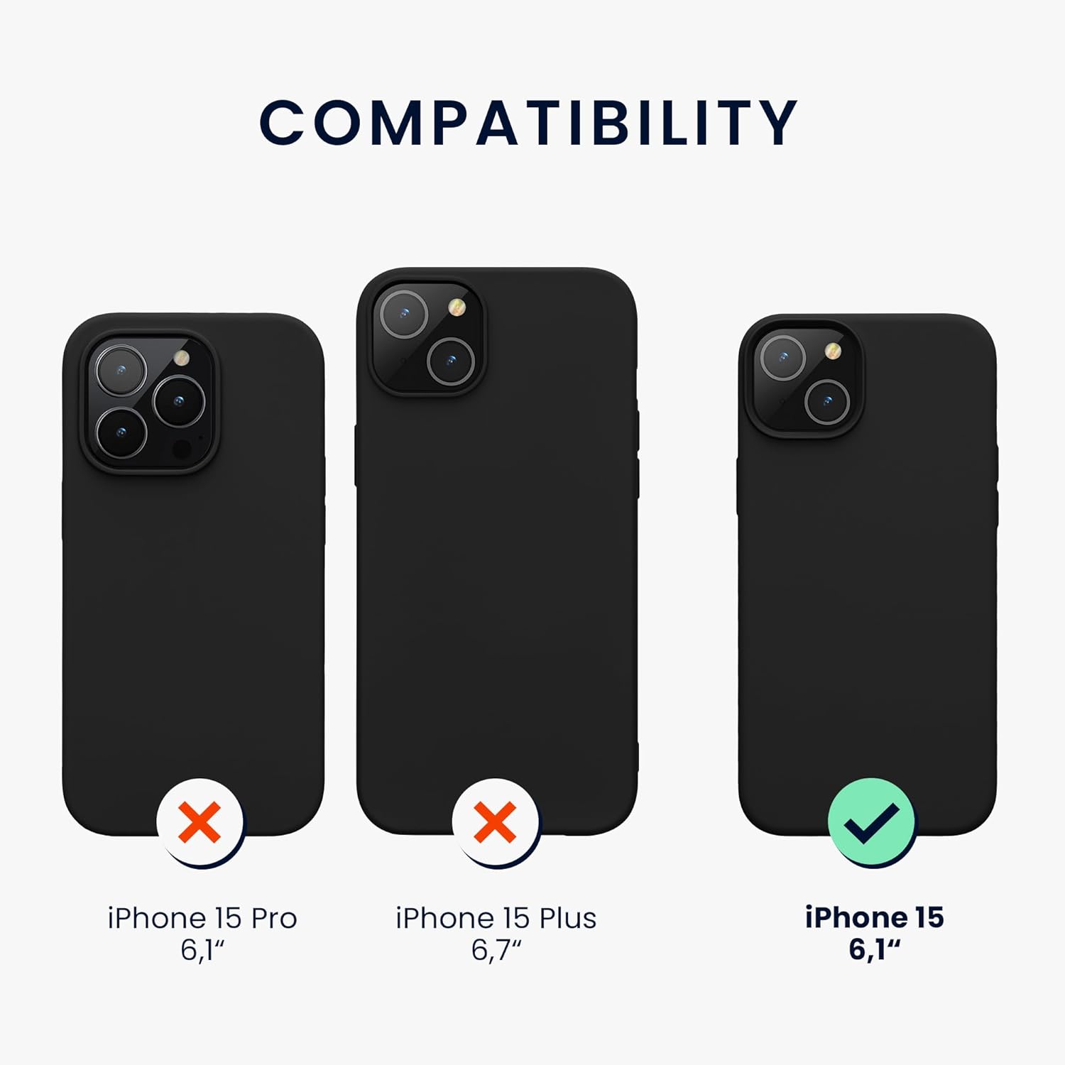 KW iPhone 15 Θήκη Σιλικόνης Rubberized TPU - Black - 61953.01