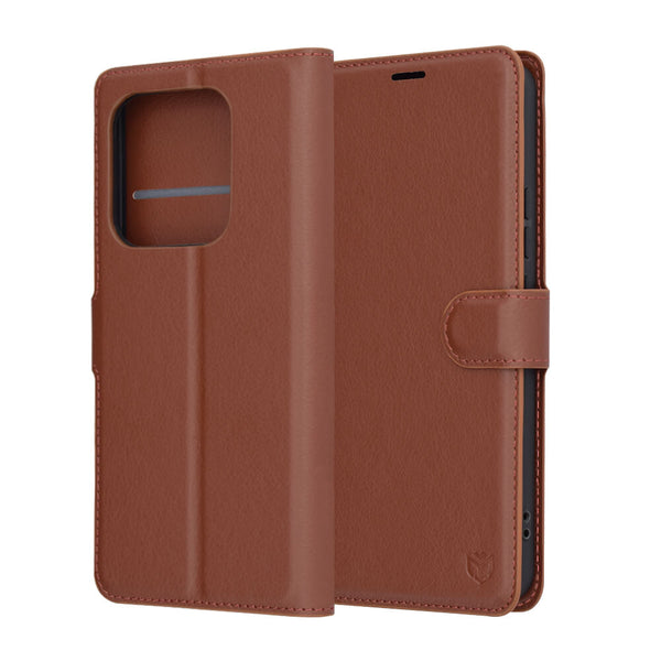 Techsuit Xiaomi Redmi Note 14 5G - Leather Folio - Θήκη Πορτοφόλι από Δερματίνη με Stand - Brown - likebrands.gr