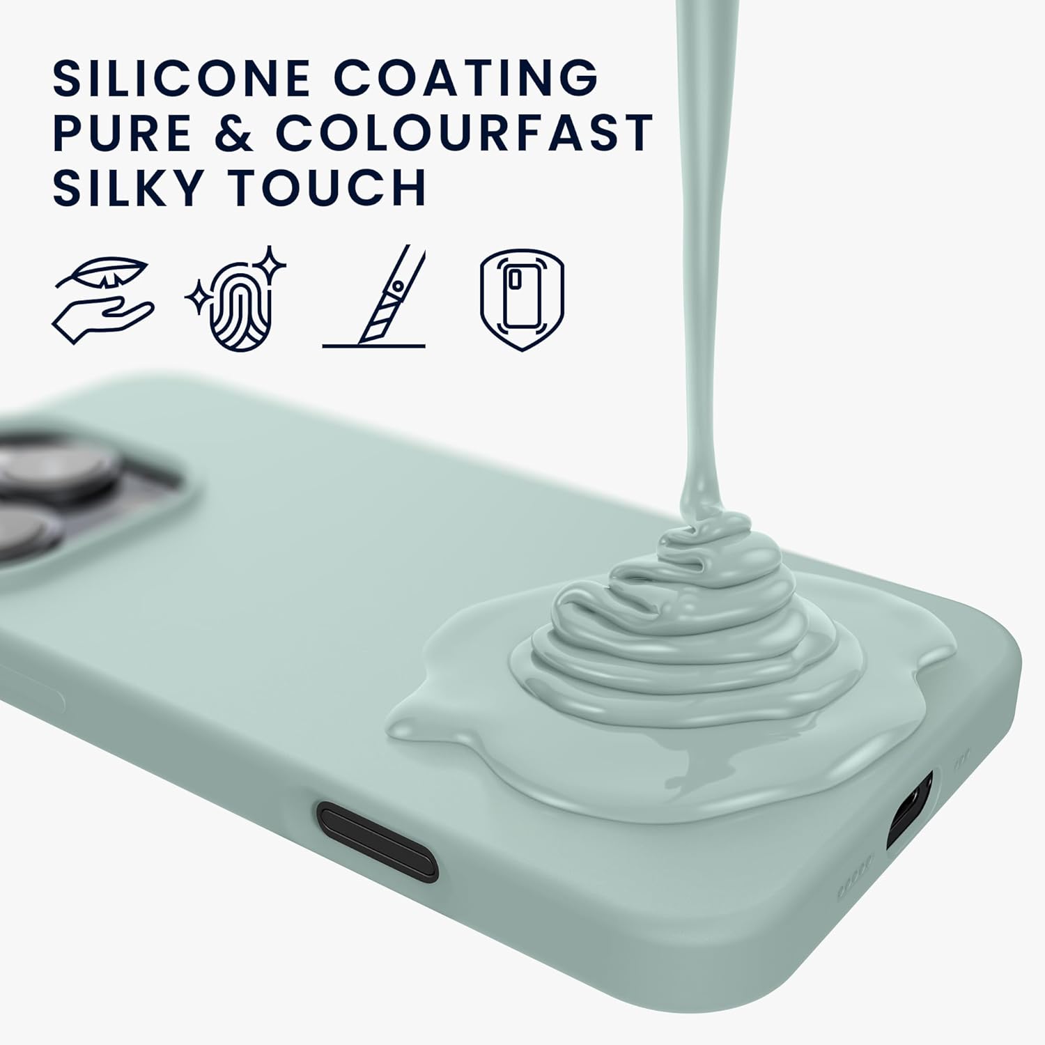 KW iPhone 16 Pro Θήκη Σιλικόνης Rubberized TPU - Cool Mint