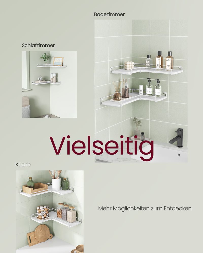 Vasagle Σετ με 2 Επιτοίχια Γωνιακά Ράφια σε Σχήμα L - Cloud White - LLS831W14