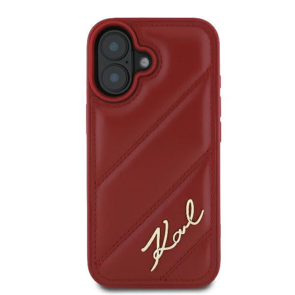 Karl Lagerfeld iPhone 16 - Quilted Signature - Θήκη με Επένδυση Συνθετικού Δέρματος - Red - KLHCP16SPQDSMGR