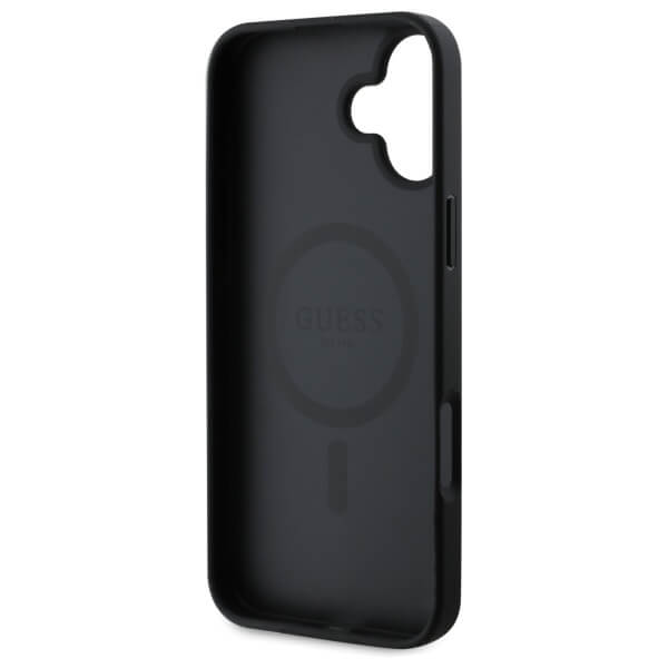 Guess iPhone 16 - Saffiano Classic Logo - MagSafe Σκληρή Θήκη με Πλαίσιο Σιλικόνης - Black - GUHMP16SPSAHMCK