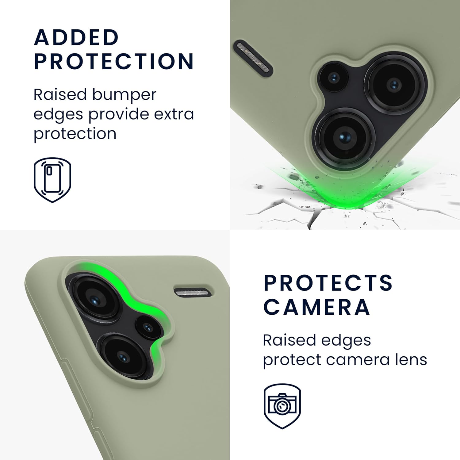 KW Xiaomi Redmi Note 13 Pro+ 5G Θήκη Σιλικόνης Rubberized TPU - Grey Green