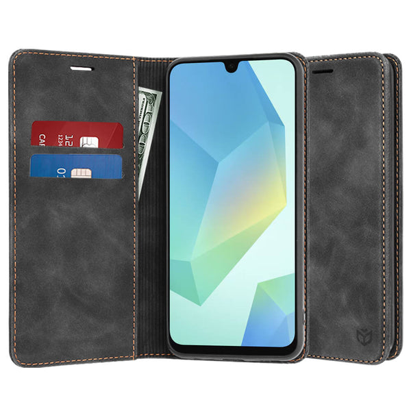 Techsuit Samsung Galaxy A16 4G / A16 5G - Confy Cover - Θήκη Πορτοφόλι από Δερματίνη με Stand - Black
