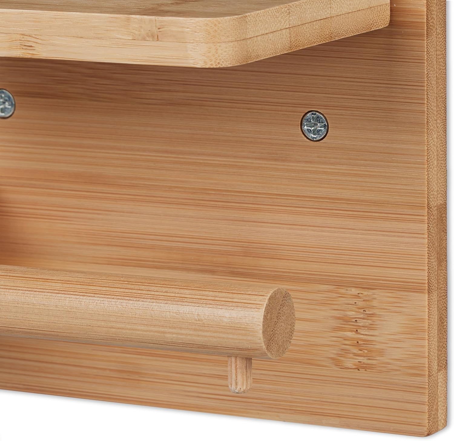 Relaxdays Επιτοίχια Βάση Ρολού Τουαλέτας από Μπαμπού με Ράφι - Natural - 4052025462819