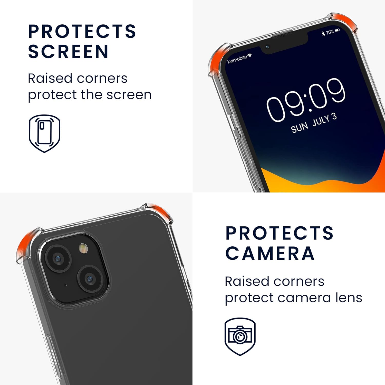 KW iPhone 15 Θήκη Σιλικόνης TPU με Μεταλλικό Λουράκι - Διάφανη / Gold - 62029.21