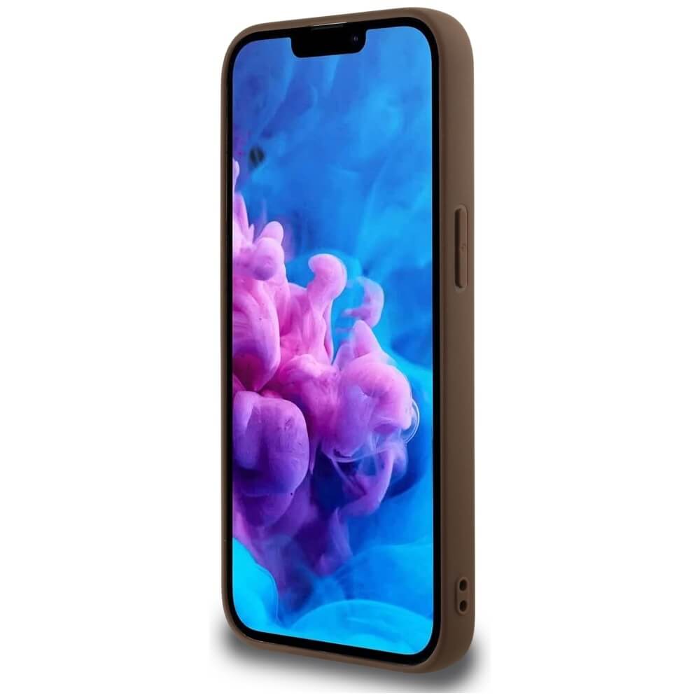 Guess iPhone 16e - 4G Circle Classic Logo - MagSafe Θήκη με Επένδυση Συνθετικού Δέρματος - Brown - GUHMPSE4P4PGRSGW