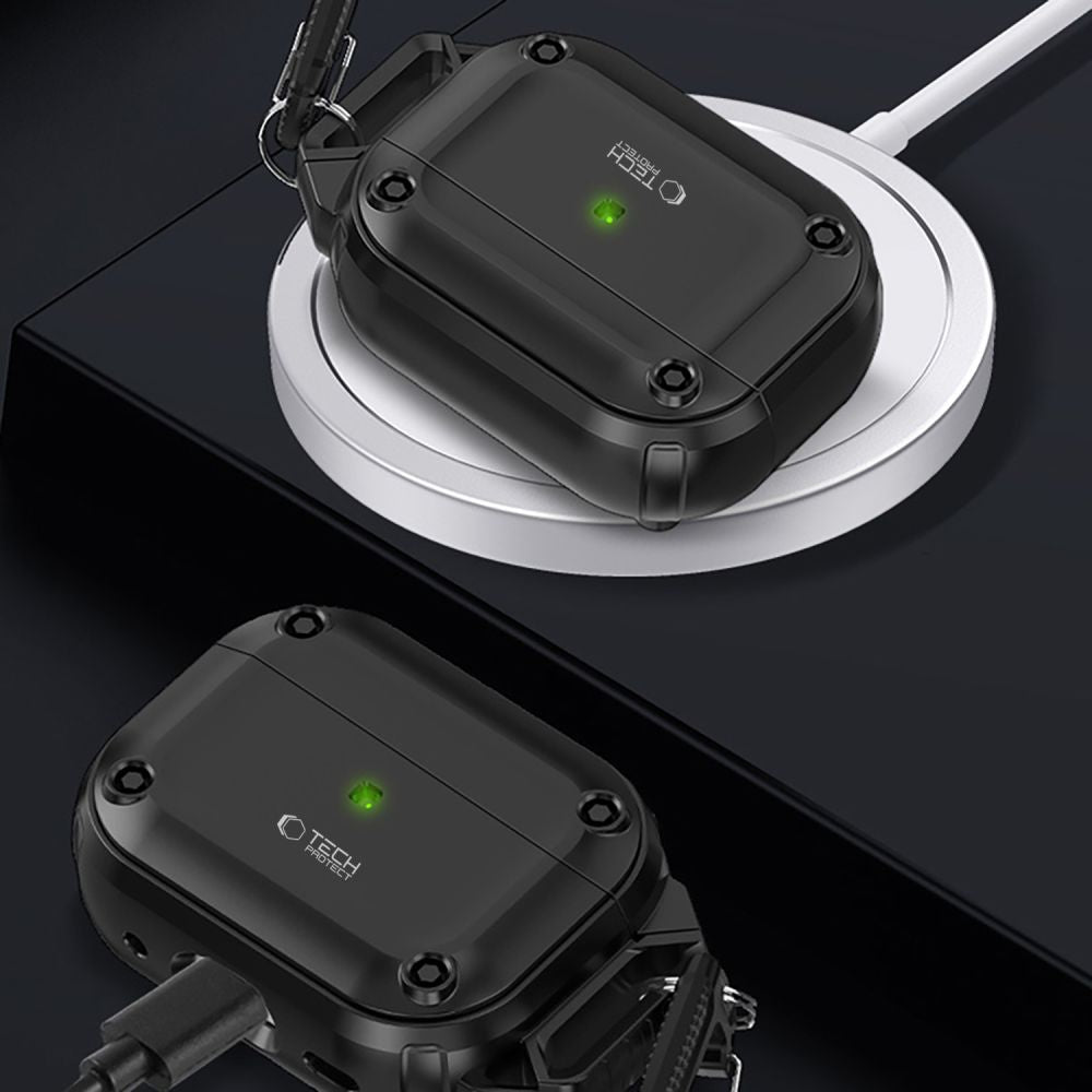 Tech-Protect AirPods Pro 1 / 2 Θήκη από Σκληρό Πλαστικό και Σιλικόνη - Rough Hook - Διάφανη