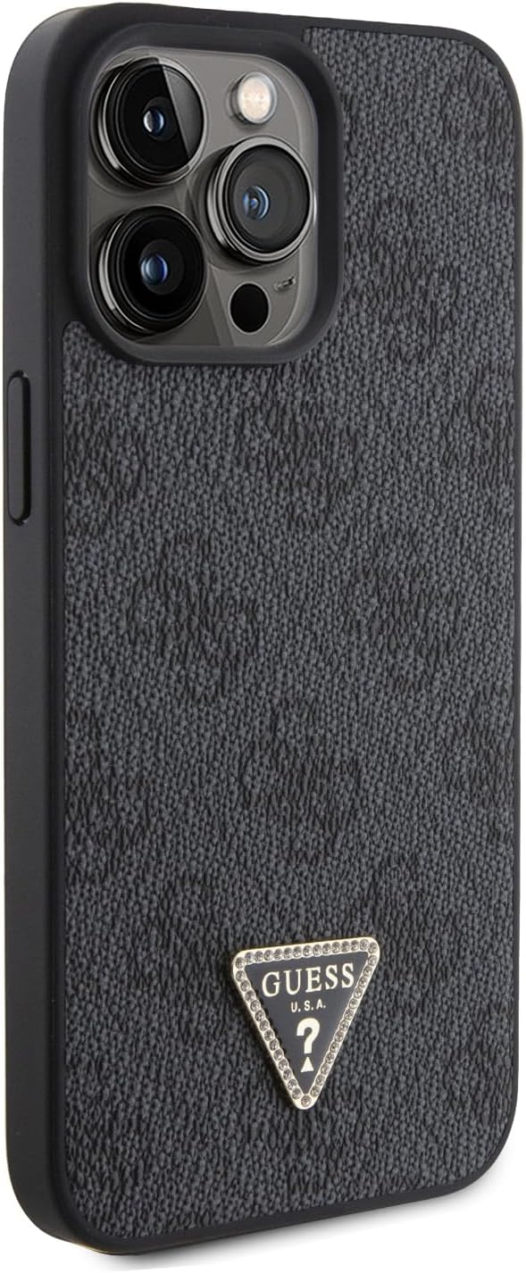 Guess iPhone 15 Pro Max - Crossbody 4G Metal Logo Θήκη με Επένδυση Συνθετικού Δέρματος και Λουράκι - Black - GUHCP15XP4TDSCPK