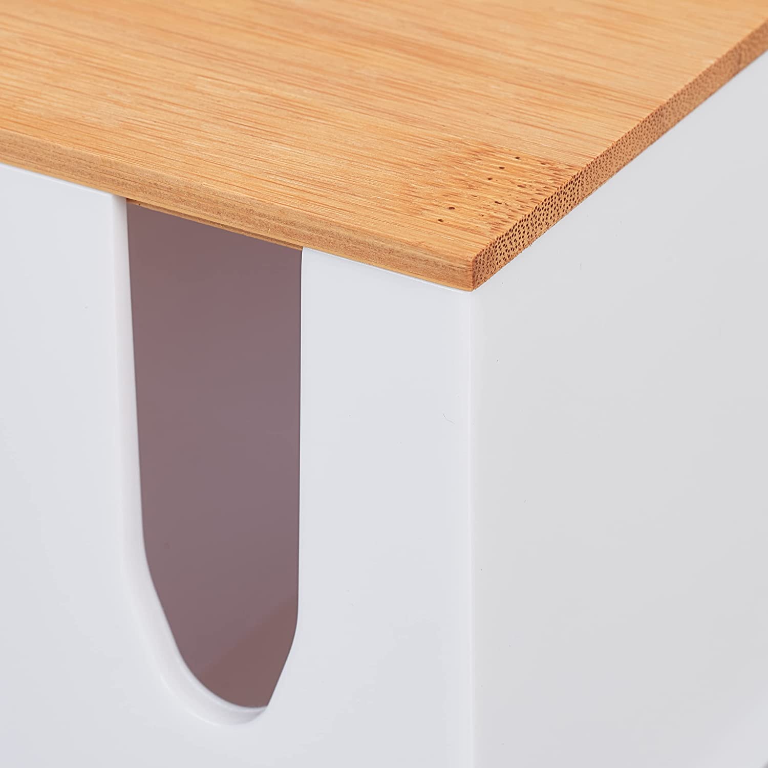 Relaxdays Ακρυλικό Κουτί Αποθήκευσης για Μπατονέτες από Μπαμπού με Καπάκι - White / Natural - 4052025905958Άνοιγμα Υ x Π: περίπου 6 x 2,3 cm