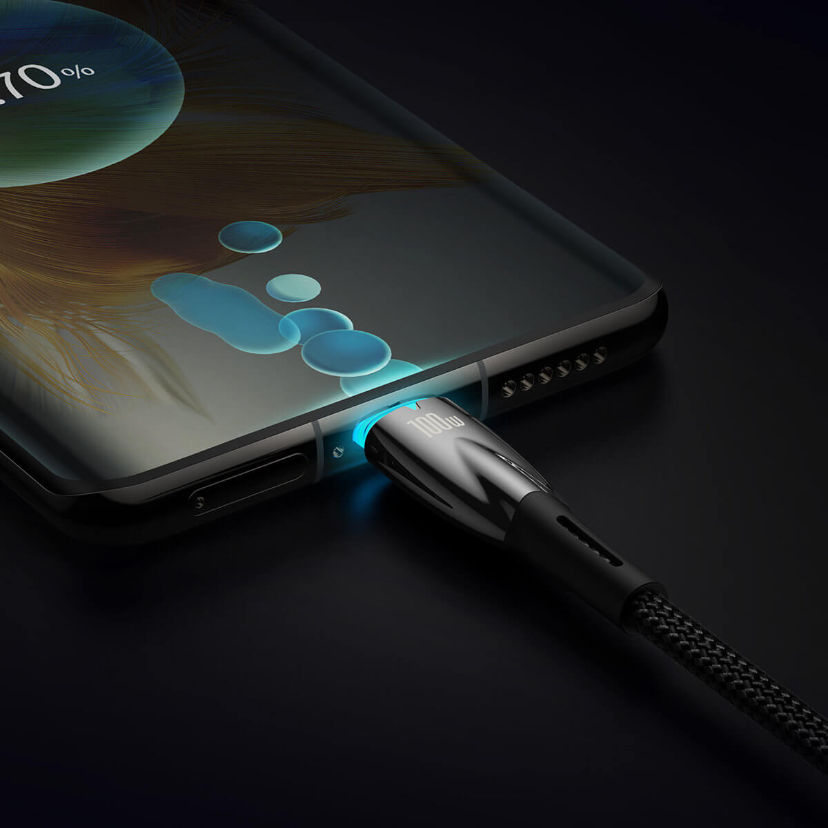 Baseus Glimmer Series PD 100W - Καλώδιο Δεδομένων και Φόρτισης Type-C to Type-C 1M - Black - CADH000701