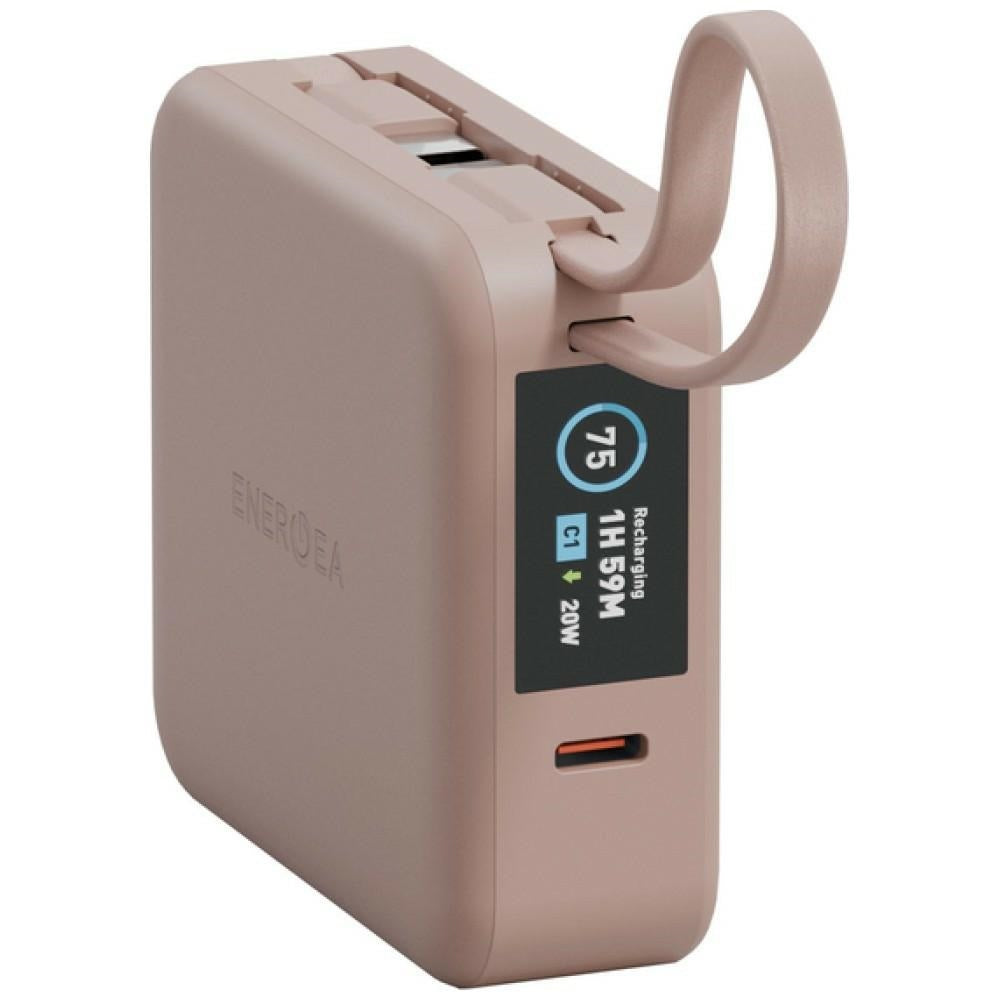 Energea - Ασύρματο MagSafe PowerBank Κινητού 10000 mAh με 2 Ενσωματωμένα Καλώδια Type-C - MagPac Mini Plus 3C - Pink