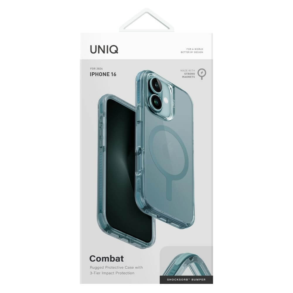 Uniq iPhone 16 Combat Magclick Σκληρή Θήκη με Πλαίσιο Σιλικόνης και MagSafe - Teal Green