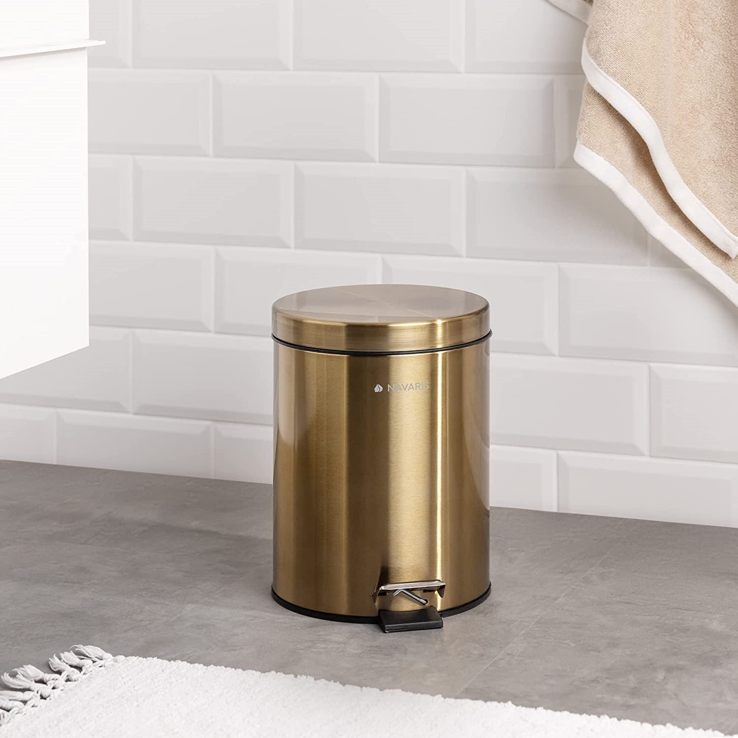 Navaris Κάδος Απορριμμάτων για το Μπάνιο - 5L - Gold - 55942.21