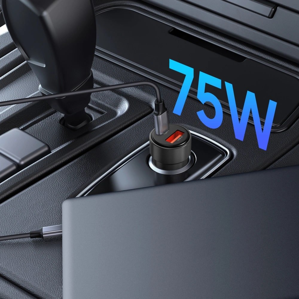 Tech - Protect CC03 PD75W Φορτιστής Αυτοκινήτου Γρήγορης Φόρτισης με 1 Θύρα Type - C και 1 Θύρα USB - Black
