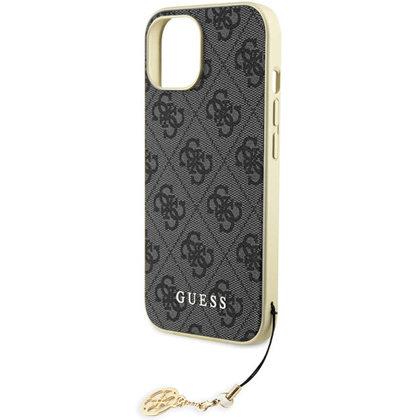 Guess iPhone 15 - 4G Charms Collection Θήκη με Επένδυση Συνθετικού Δέρματος - Grey - GUHCP15SGF4GGR