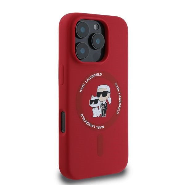 Karl Lagerfeld iPhone 16 Pro Max - Silicone KC Heads Ring MagSafe - Θήκη Σιλικόνης με MagSafe - Red - KLHMP16XSCMKCRHR