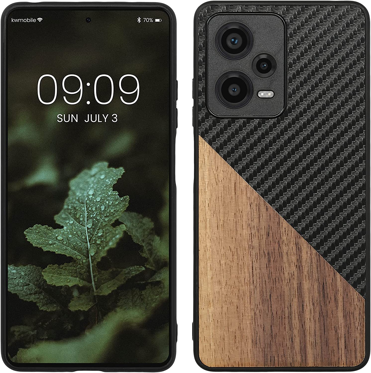 KW Xiaomi Redmi Note 12 Pro Θήκη από Φυσικό Ξύλο και Carbon - Black / Dark Brown - 60703.01
