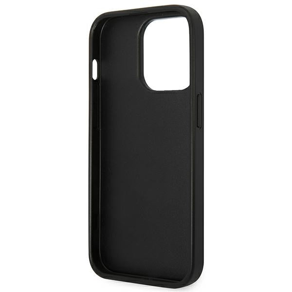 Karl Lagerfeld iPhone 14 Pro - Saffiano Karl's Head Patch Σκληρή Θήκη με Επένδυση Συνθετικού Δέρματος και Πλαίσιο Σιλικόνης - Black - KLHCP14LSAPKHK