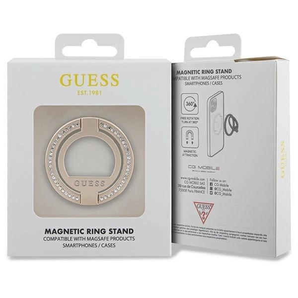 Guess MagSafe Rhinestone Ring Holder - Δαχτυλίδι Συγκράτησης Κινητού / Βάση Στήριξης - Gold - GUE002941-0