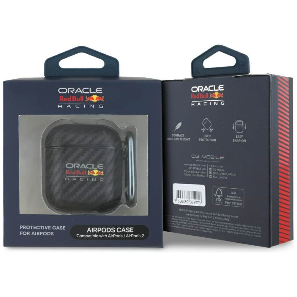 Red Bull AirPods 1 / 2 Θήκη από Σκληρό Πλαστικ΄΄ο - Carbon Logo - Black
