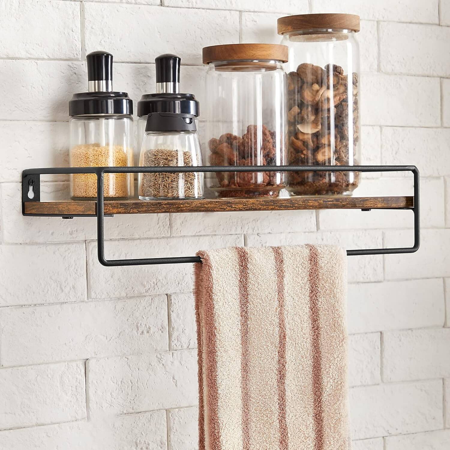 Vasagle Σετ με 2 Επιτοίχια Ράφια - 40 x 15.5 cm - Vintage Brown / Black - LWS441B01